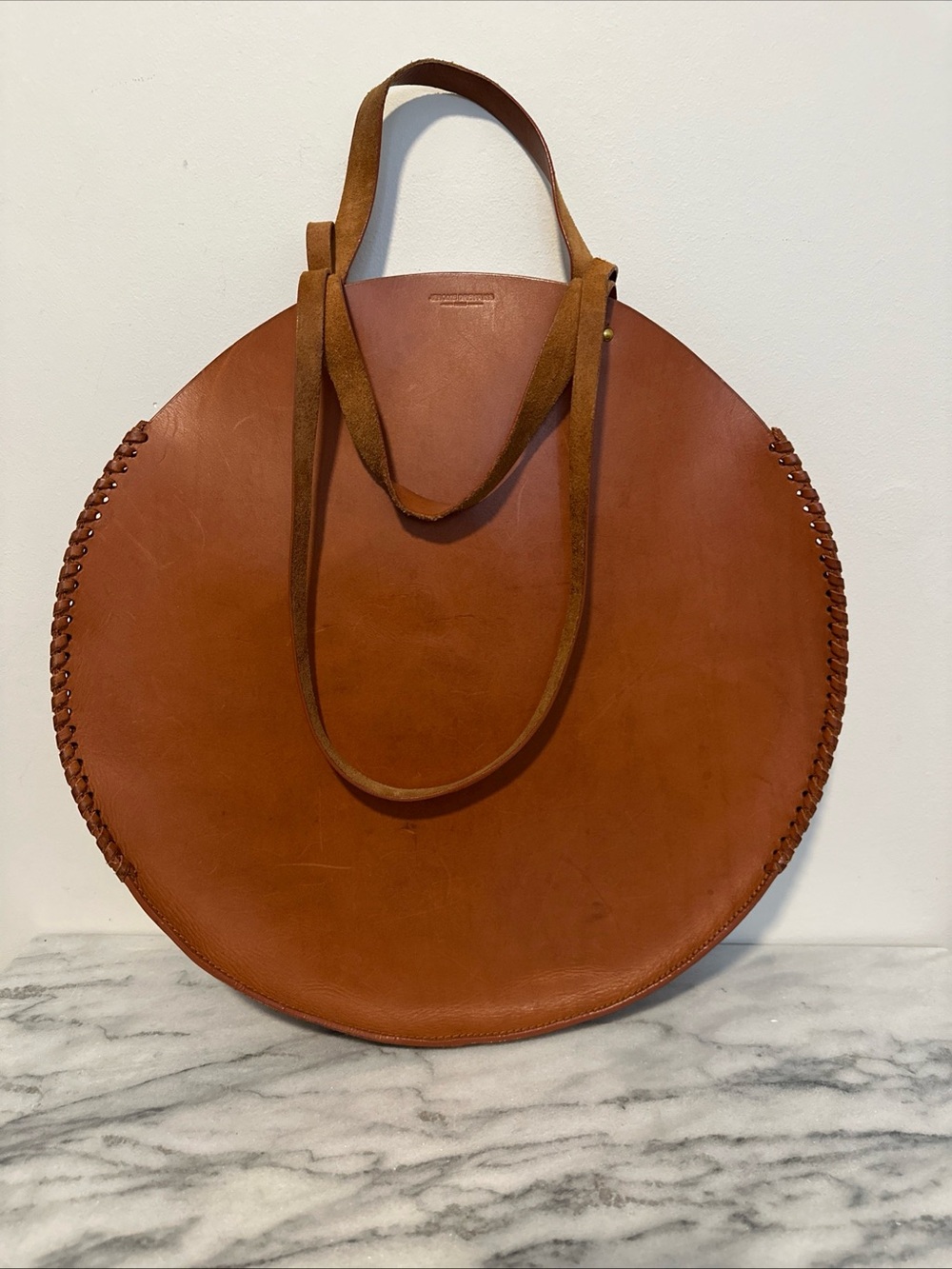 Rare Jerome Dreyfuss Paris Héctor round leather bag double handles large size